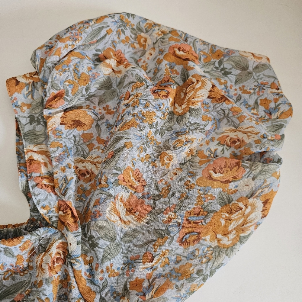 Petal & Pup Floral Midi Dress - Orange and Blue - Picture 6 of 11